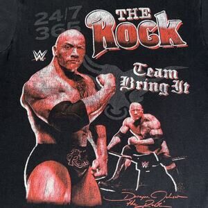 WWE The Rock Shirt Mens Medium Black Pro Wrestling WWF Champion Tour Casual